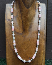 Load image into Gallery viewer, Sterling Silver Pink Conch W Multi Bead Pearls Necklace. 24 inch. Gift