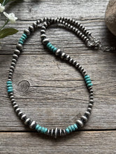 Load image into Gallery viewer, Blue Turquoise Multi Graduated Sterling Silver Pearls Bead Necklace 18” 4mm -8mm