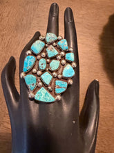 Load image into Gallery viewer, Navajo sterling silver turquoise  ring adjustable