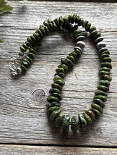 Load image into Gallery viewer, Sterling Silver Green Turquoise Nuggets W Pearls Bead Necklace. 18 Inch
