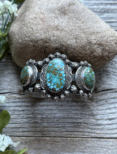 Load image into Gallery viewer, Navajo Native Sterling Silver Kingman Turquoise Cuff Bracelet J Nelson