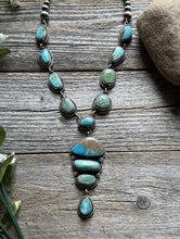 Load image into Gallery viewer, Navajo Sterling Silver Royston Turquoise Chain Lariat Bead Necklace K Yazzie