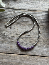 Load image into Gallery viewer, Purple 4mm Sterling Silver Pearls Choker Bead Necklace. 16 Inch. Gift