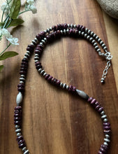 Load image into Gallery viewer, Sterling Silver Purple Spiny Oyster W Multi Bead Pearls Necklace. 24 inch. Gift