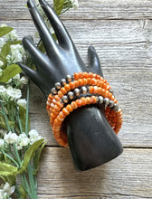 Load image into Gallery viewer, Sterling Silver Orange Spiny Oyster Pearls Bead Wrap Spiral Bracelet Free Size