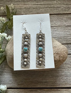 Navajo Native American Sterling Silver Turquoise Earrings R Yazzie Gift