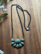 Load image into Gallery viewer, Navajo Sterling Silver Turquoise Cluster Chain Necklace Marcella James