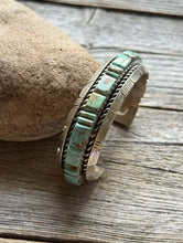 Load image into Gallery viewer, Navajo Native Sterling Silver Blue Turquoise Cuff Bracelet. Steve Francisco