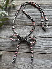 Load image into Gallery viewer, Bow Sterling Silver Multi Graduated Pink Conch Pearls Bead Necklace 24 inch Gift