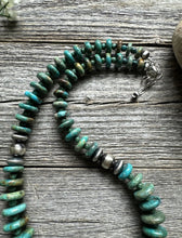 Load image into Gallery viewer, Southwestern 925 Sterling Silver Graduated Turquoise Bead Necklace. 18 inch