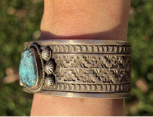 Load image into Gallery viewer, Navajo Native American Sterling Silver Turquoise Cuff Bracelet Maloney