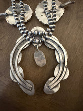 Load image into Gallery viewer, Navajo sterling silver royston cluster squash blossom necklace