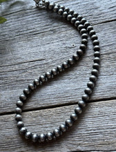 Load image into Gallery viewer, Vintage Pawn 6mm 18 Inch 925 Sterling Silver Oxidized Pearls Bead Necklace