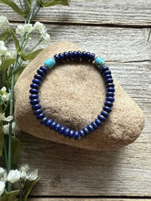 Load image into Gallery viewer, Lapis Turquoise 6.5 Inch Stretch Elastic Stretchy Bead Bracelet Gift