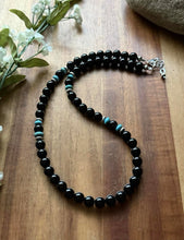 Load image into Gallery viewer, Sterling Silver Black Onyx Turquoise Bead Necklace. 18 Inch Gift
