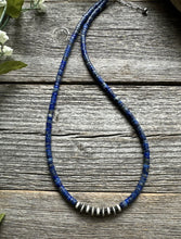 Load image into Gallery viewer, Southwestern 925 Sterling Silver Lapis Pearls Bead Necklace 18 Inch