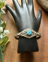 Load image into Gallery viewer, Baby Navajo Sterling Silver Blue Turquoise Cuff Bracelet