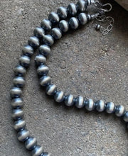Load image into Gallery viewer, 10mm 24 Inch 925 Sterling Silver Oxidized Pearls Bead Necklace Southwestern