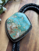 Load image into Gallery viewer, Large Native American Sterling Silver Royston Turquoise Bolo Tie Pendant CY
