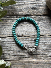 Load image into Gallery viewer, Sterling Silver Blue Green Turquoise 6mm 6 Inch Bead Bracelet Gift