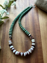 Load image into Gallery viewer, Sterling Silver Green Turquoise Purple Spiny Oyster Bead Necklace. 19 Inch