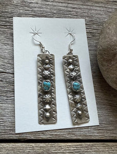 Navajo Native American Sterling Silver Turquoise Earrings R Yazzie Gift