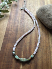 Load image into Gallery viewer, Sterling Silver Pink Conch Green Turquoise Nuggets Bead Necklace 18 inch Gift