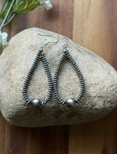 Load image into Gallery viewer, Southwestern Sterling Silver Flat Saucer Pearls Bead Loop Earrings 2.5 Inch