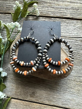 Load image into Gallery viewer, Southwestern Sterling Silver Orange Spiny Oyster Pearls Double Loop Earrings