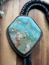 Load image into Gallery viewer, Large Native American Sterling Silver Royston Turquoise Bolo Tie Pendant CY