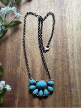 Load image into Gallery viewer, Navajo Sterling Silver Turquoise Cluster Chain Necklace Marcella James