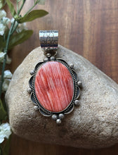 Load image into Gallery viewer, Native American Navajo Sterling Silver Orange Red Spiny Oyster Pendant Etta