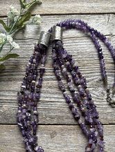 Load image into Gallery viewer, Sterling Silver Multi Strand Stone Purple Pearls Bead Necklace. 32 inch