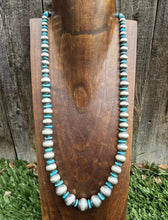 Load image into Gallery viewer, Graduated 925 Sterling Silver Blue Turquoise Pearls 7mm-16mm Bead Necklace 26”
