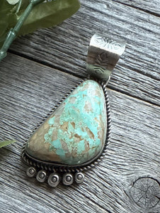 Navajo Sterling Silver Royston Turquoise Pendant. RY Gift