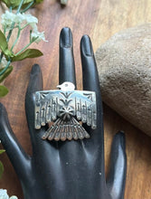 Load image into Gallery viewer, Navajo Sterling Silver Thunderbird Stamped Adjustable Ring Sunshine Reeves