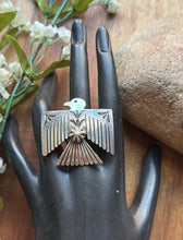Load image into Gallery viewer, Navajo Sterling Silver Thunderbird Stamped Adjustable Ring Sunshine Reeves
