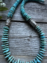 Load image into Gallery viewer, Southwestern 925 Sterling Silver Turquoise Bead Necklace. 22 inch