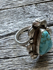 Native American Sterling Silver Turquoise Ring. Size 8.5. S