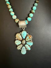 Load image into Gallery viewer, Navajo sterling silver number 8 turquoise  pendant necklace Ky