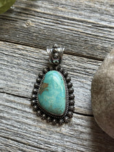 Load image into Gallery viewer, Navajo Native American Sterling Silver Turquoise Pendant H Happy Piasso Gift