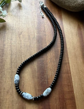 Load image into Gallery viewer, Sterling Silver Black Onyx White Buffalo Turquoise Bead Necklace 18 Inch. Gift