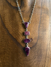 Load image into Gallery viewer, Navajo Sterling Silver Purple Spiny Oyster Lariat Chain Necklace C Shorty