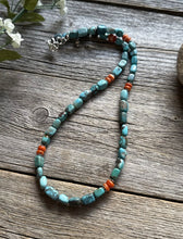 Load image into Gallery viewer, Sterling Silver Turquoise Nuggets Spiny Oyster Multi Stone Bead Necklace 18 inch