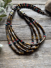 Load image into Gallery viewer, Tommy Rosita Singer T R Sterling Silver Multi Strand Tigers Eye Bead Necklace 28