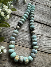 Load image into Gallery viewer, Southwestern 925 Sterling Silver Larimar W Pearls Bead Necklace 16 inch