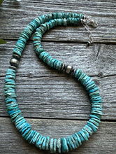 Load image into Gallery viewer, Southwestern Sterling Silver Blue Turquoise Bead Necklace. 18 inch