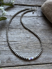 Load image into Gallery viewer, Sterling Silver 4mm Opal Gold Accents 16 Inch Bead Necklace Gift