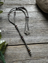 Load image into Gallery viewer, Sterling Silver Purple Spiny Oyster W Pearls Bead Lariat Y Necklace. 26 inch