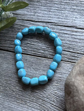 Load image into Gallery viewer, Blue Turquoise Nuggets 7 Inch Stretch Elastic Stretchy Bead Bracelet Gift